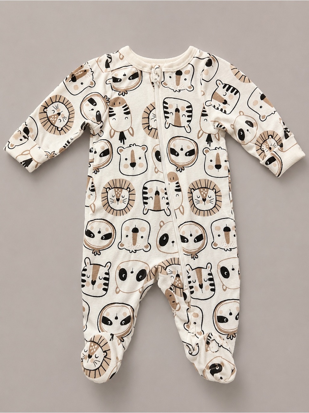 Wonder Nation - Double Zipper Sleeper W/ Zoo Animals (Cotton) - Preemie